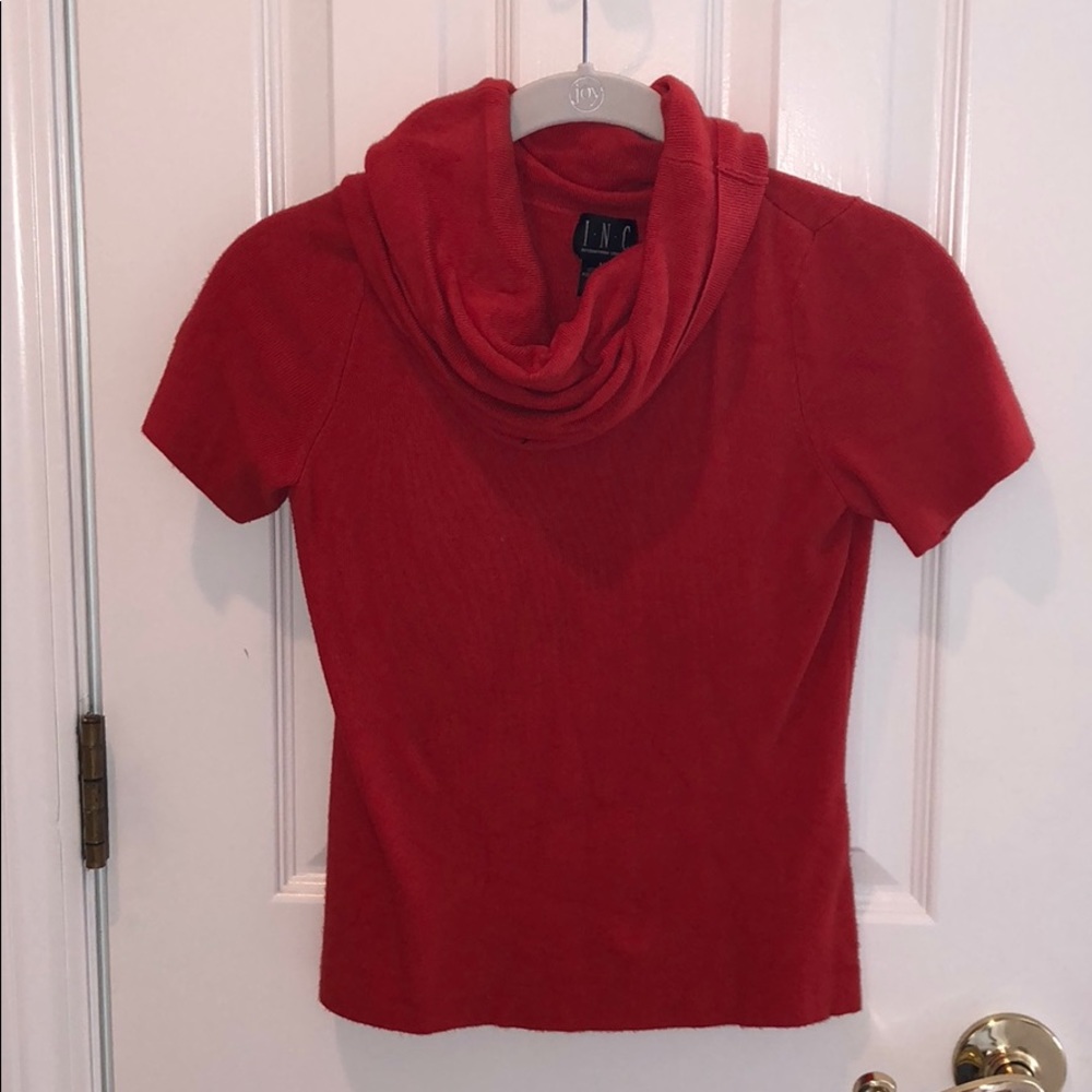 INC short sleeve turtleneck red/orange top SZ. M